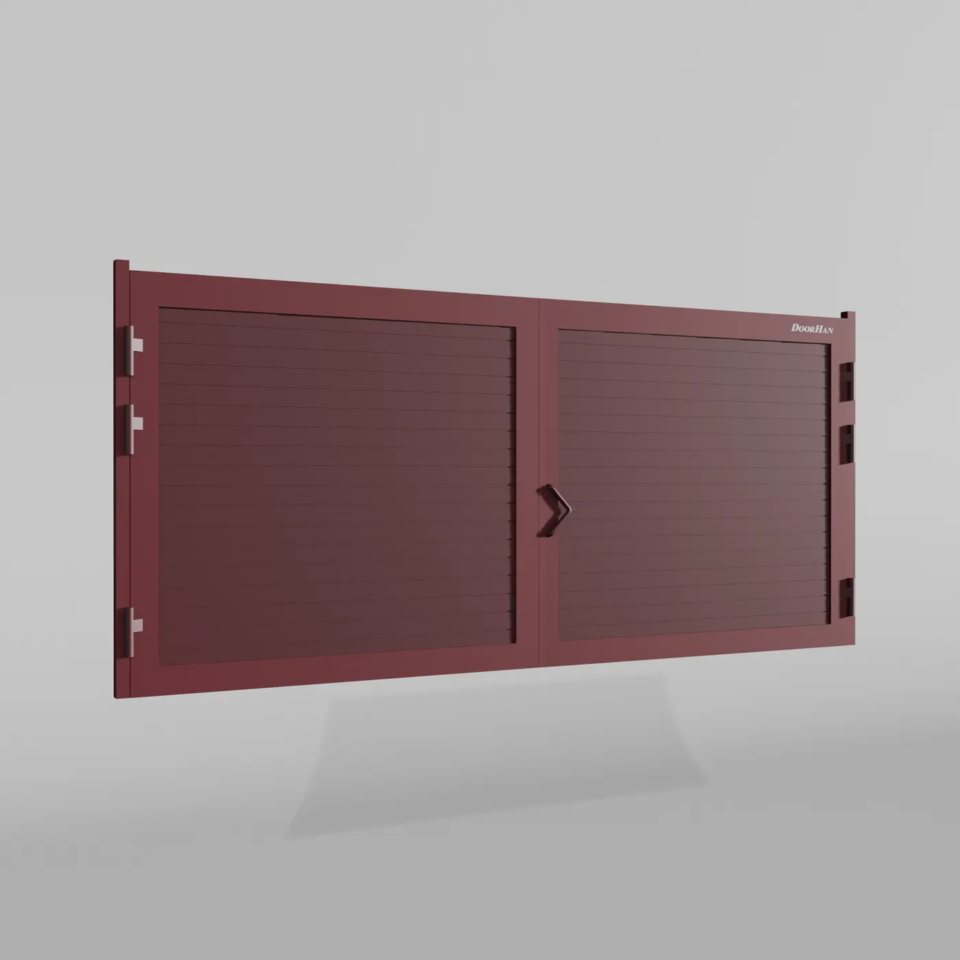 Распашные ворота DoorHan 3900х1900 цвета RAL 3005 (бордовый) с дизайном «доска» с автоматикой