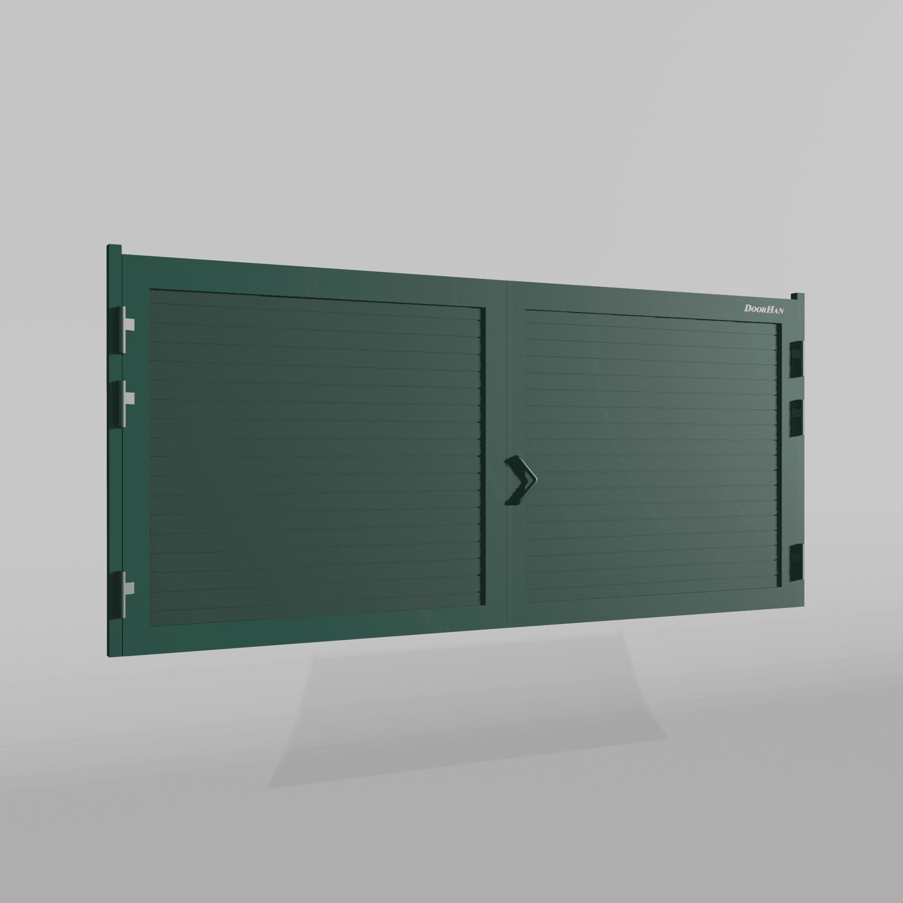 Распашные ворота DoorHan 3000х1800 цвета RAL 6005 (зелёный) с дизайном «доска» с автоматикой
