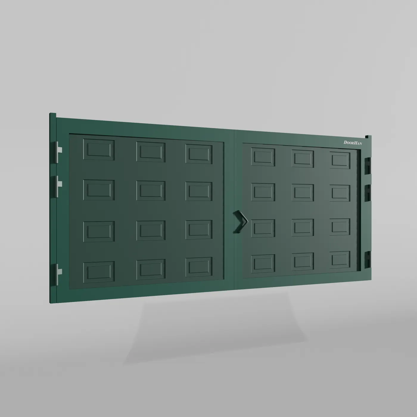 Распашные ворота DoorHan 3600х1000 цвета RAL 6005 (зелёный) с дизайном «филенка» с автоматикой
